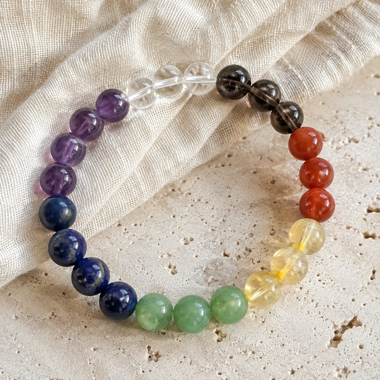 Reiki & Om–Blessed Seven Chakra Intention Bracelet - Image 2