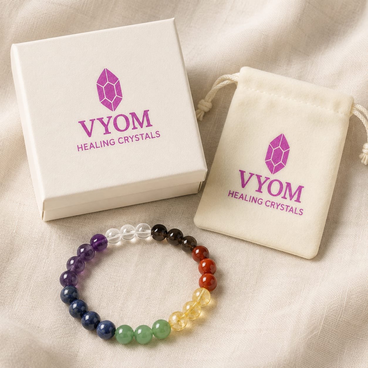Reiki & Om–Blessed Seven Chakra Intention Bracelet - Image 5