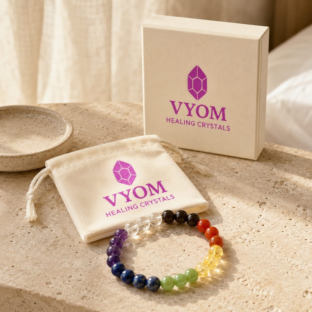 Reiki & Om–Blessed Seven Chakra Intention Bracelet - Image 4